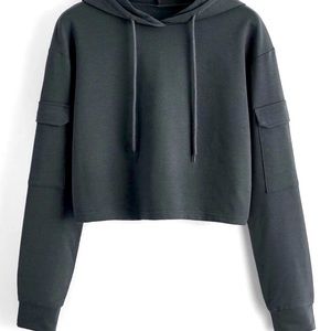 Gray Cropped Hoodie
